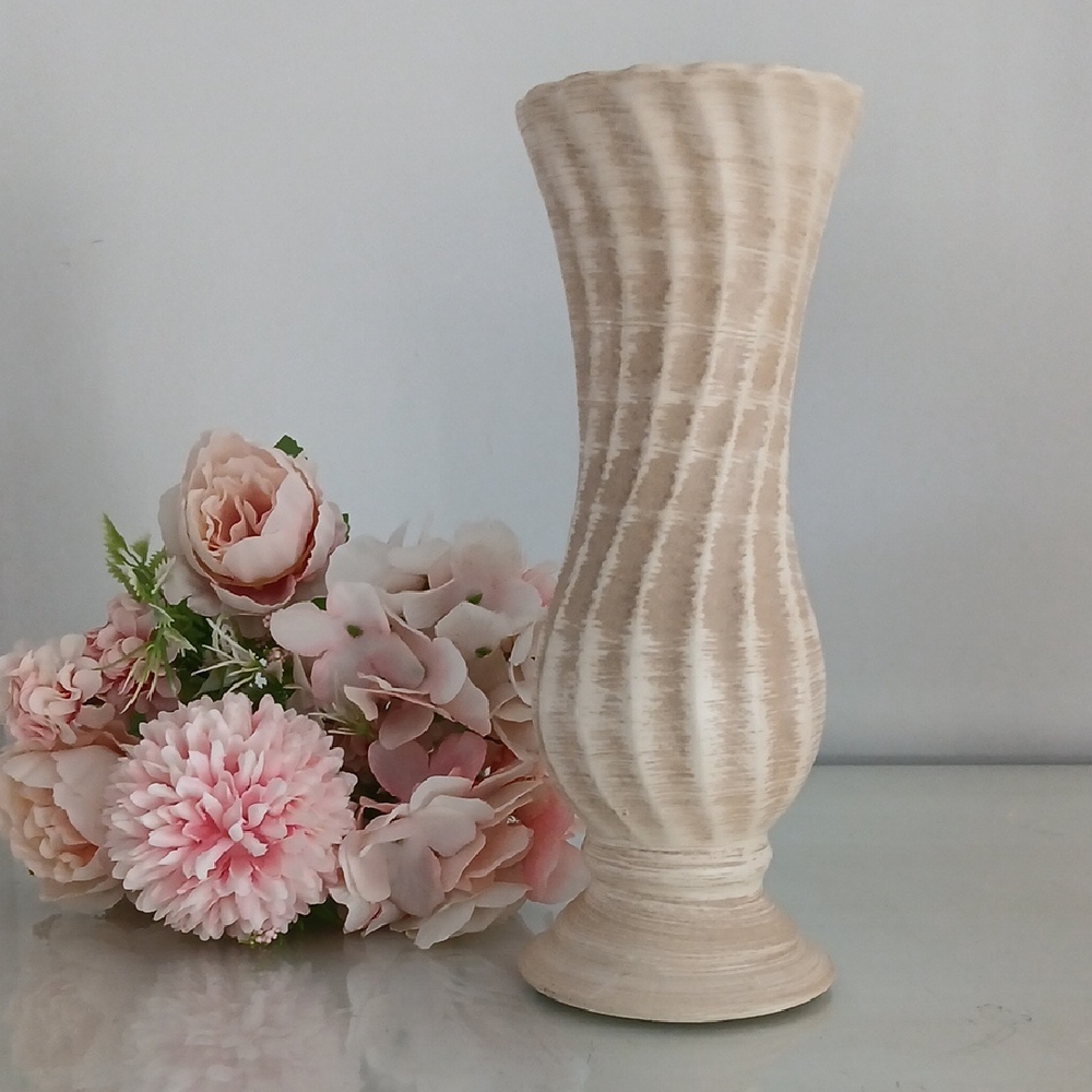 Haeger Cream Tan Matte Swirl Vase 8.5"